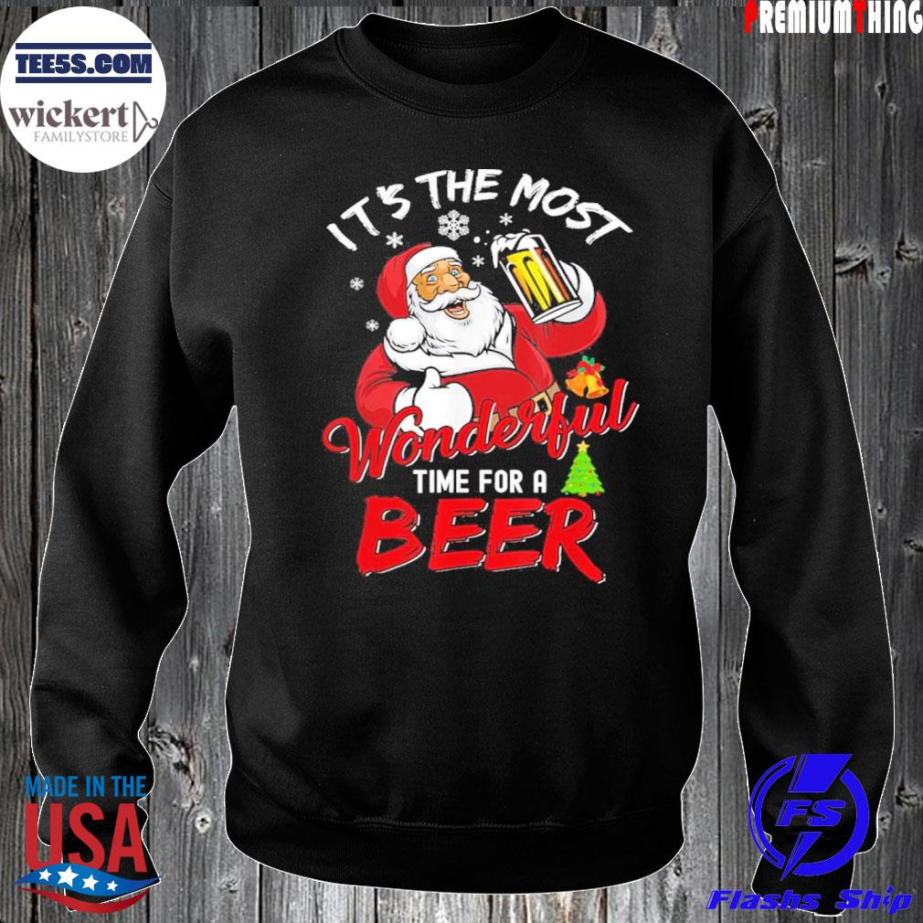 Hoodie Santa Coors Light it’s The Most Wonderful time for a Beer Christmas Long Sleeve Sweater t-Shirt 