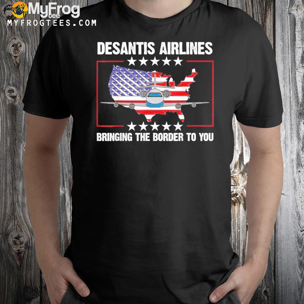 Top DeSantis Airlines Funny USA Flag T-Shirt