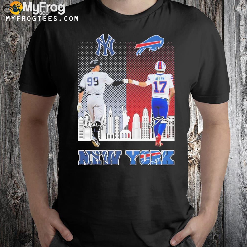 New york yankees and Buffalo Bills aaron judge and josh allen signatures shirt