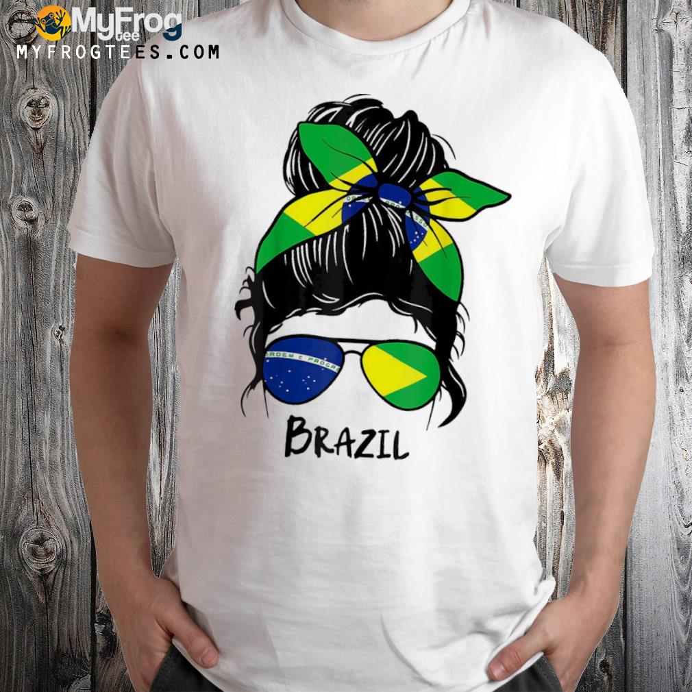 Brazil soccer jersey messy bun shirt