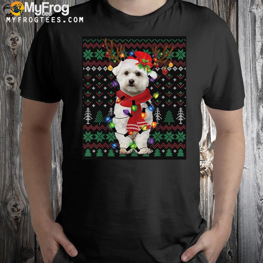 Christmas Lights Bichon Frise Reindeer Santa Ugly Sweater Essential T-Shirt