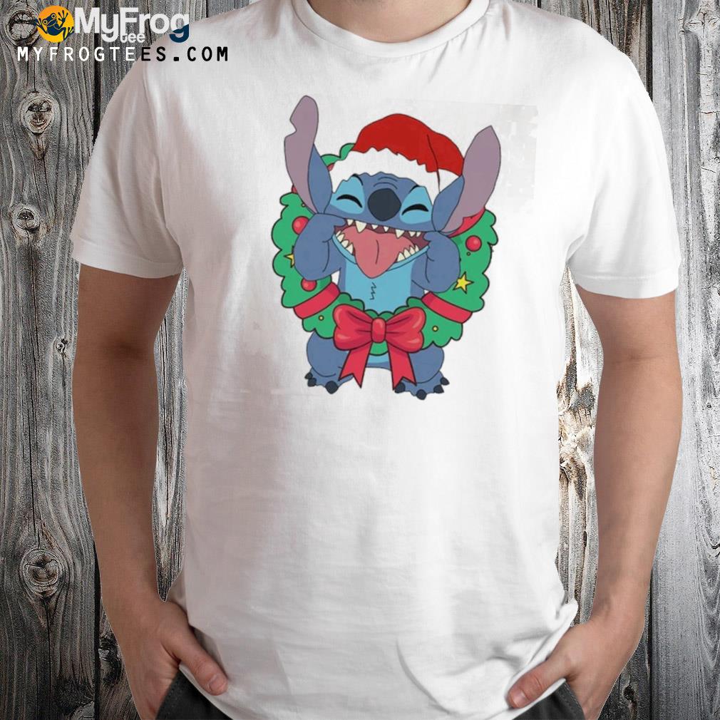 Cute santa stitch Christmas wreath shirt