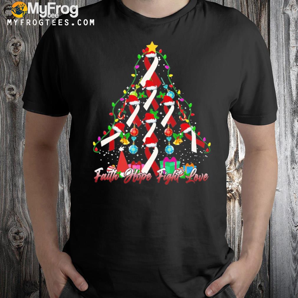Head and neck cancer faith hope fight love tree christmas t-shirt