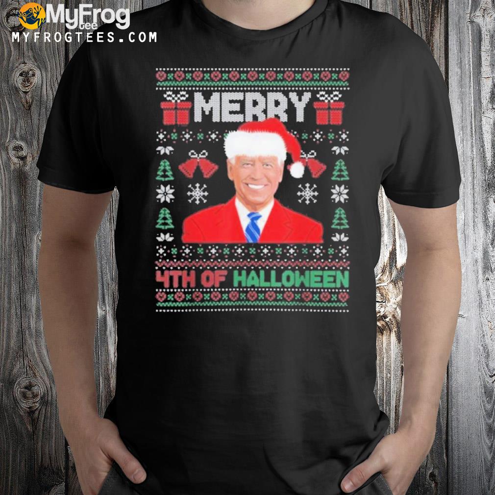 Merry 4th of halloween funny Biden Ugly Christmas sweatshirt