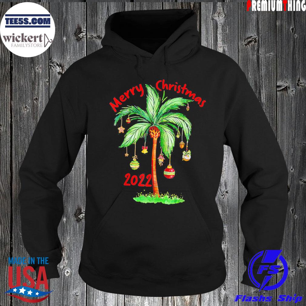 Merry Christmas 2022 Palm Tree Hawaiian Tropical Christmas T-Shirt Hoodie