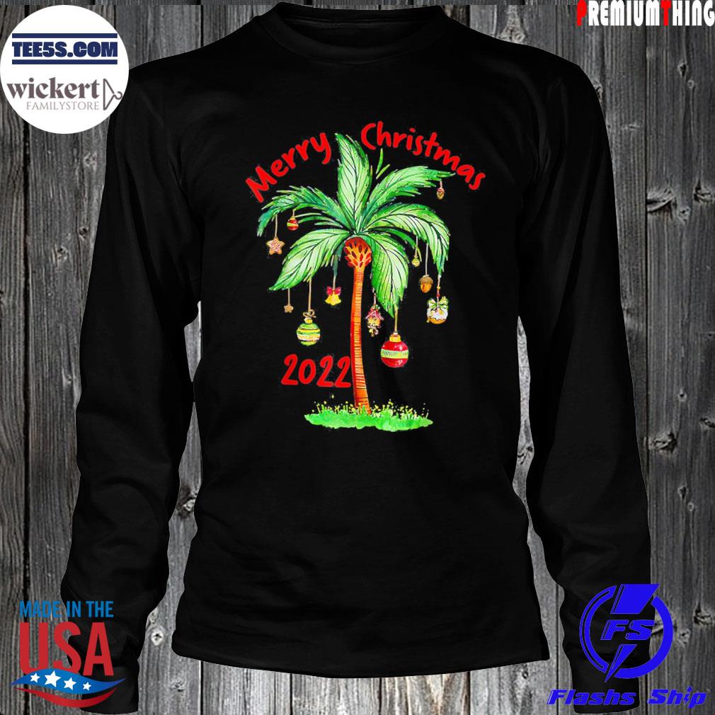Merry Christmas 2022 Palm Tree Hawaiian Tropical Christmas T-Shirt LongSleeve