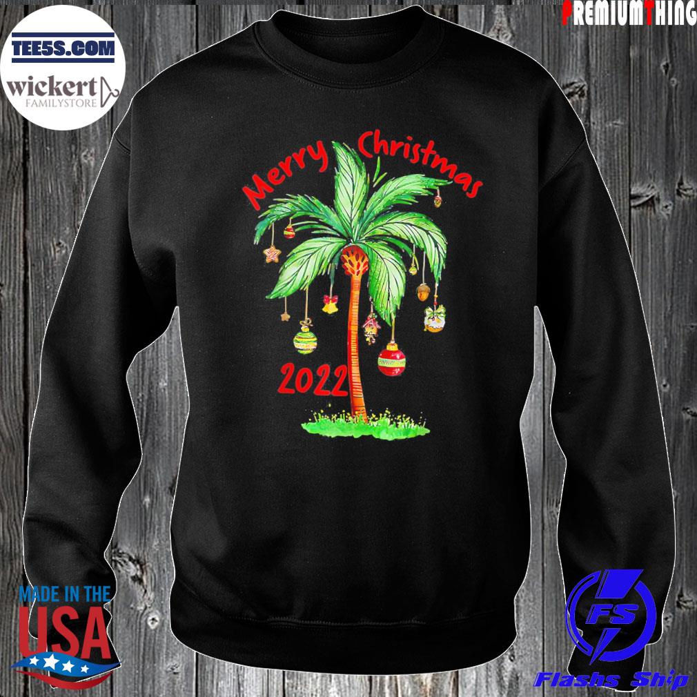 Merry Christmas 2022 Palm Tree Hawaiian Tropical Christmas T-Shirt Sweater