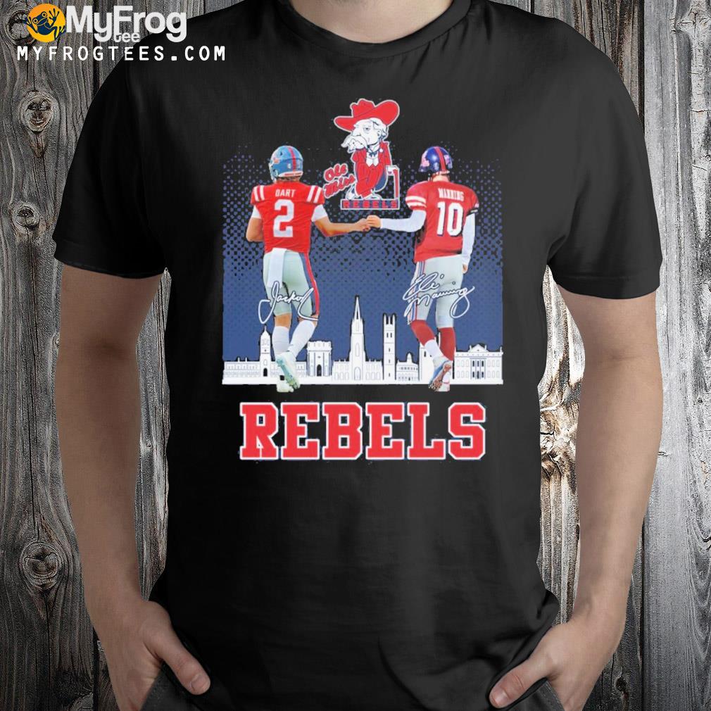 Ole miss rebels Football dart 02 and manning 10 rebels city shirt