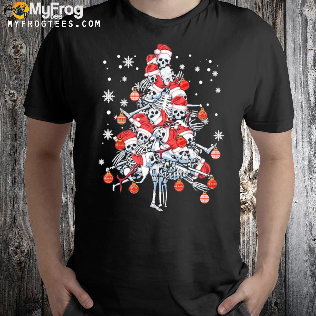 Skull hat santa pine tree merry Christmas shirt