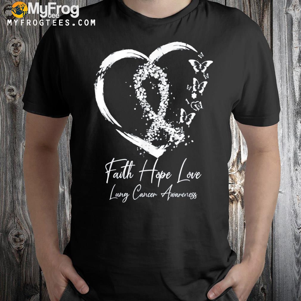 White ribbon faith hope love support lung cancer awareness shirt