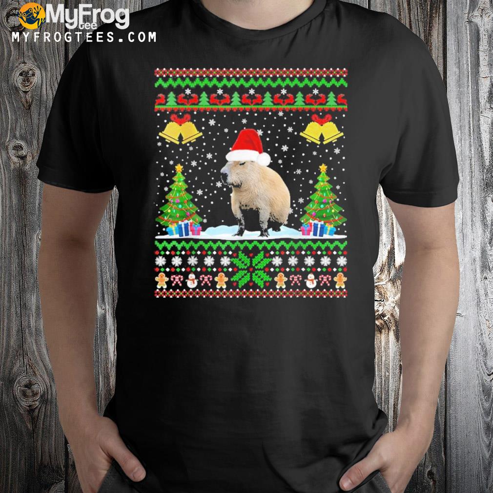 Capybara Christmas Xmas Lighting Santa Hat T-Shirt