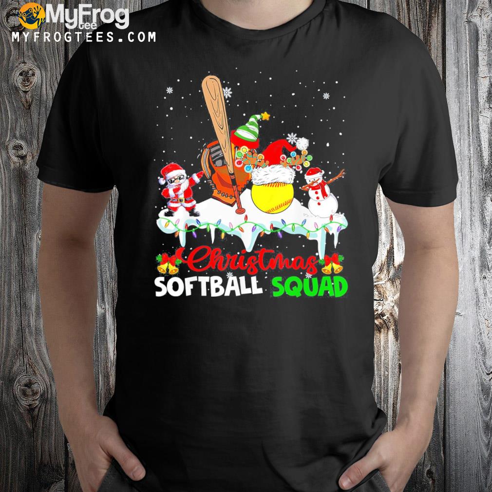 Christmas Softball Squad Dabbing Santa Elf Softball Tools Gift T-Shirt