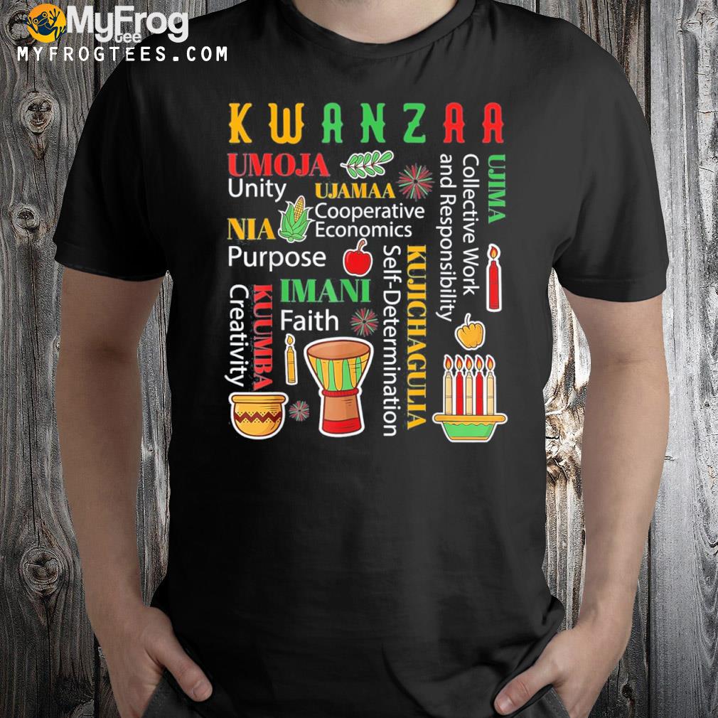 Happy kwanzaa drum kinara seven candles Africa celebration shirt