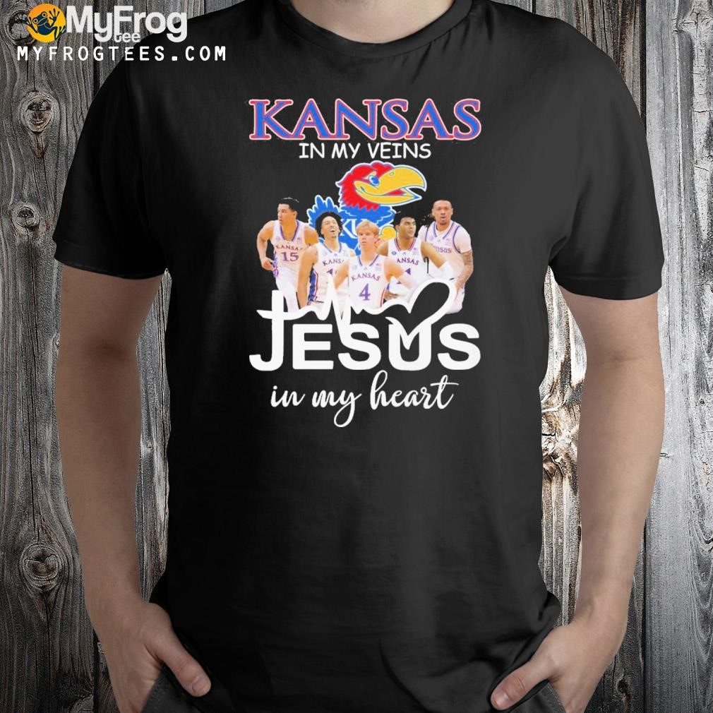 Kansas jayhawks in my veins Jesus in my heart team player 2023 shirt