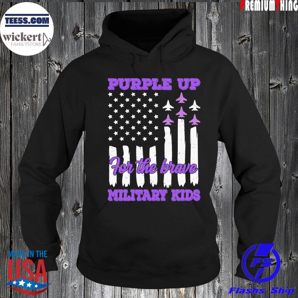 For the brave military kids purple up for military children army kids shirt Hoodie.jpg