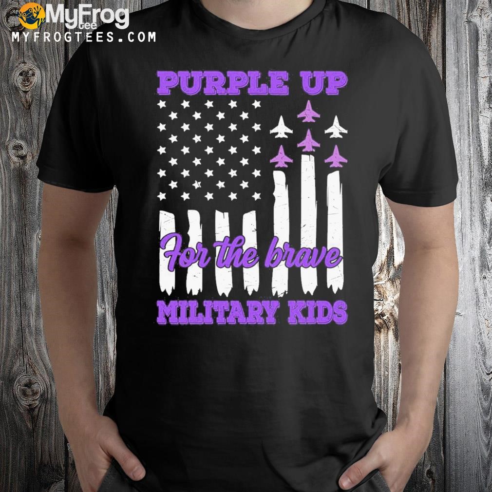 For the brave military kids purple up for military children army kids shirt