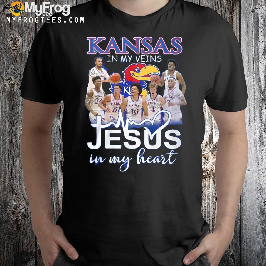 Kansas Jayhawks In My Veins Jesus Heart Shirt