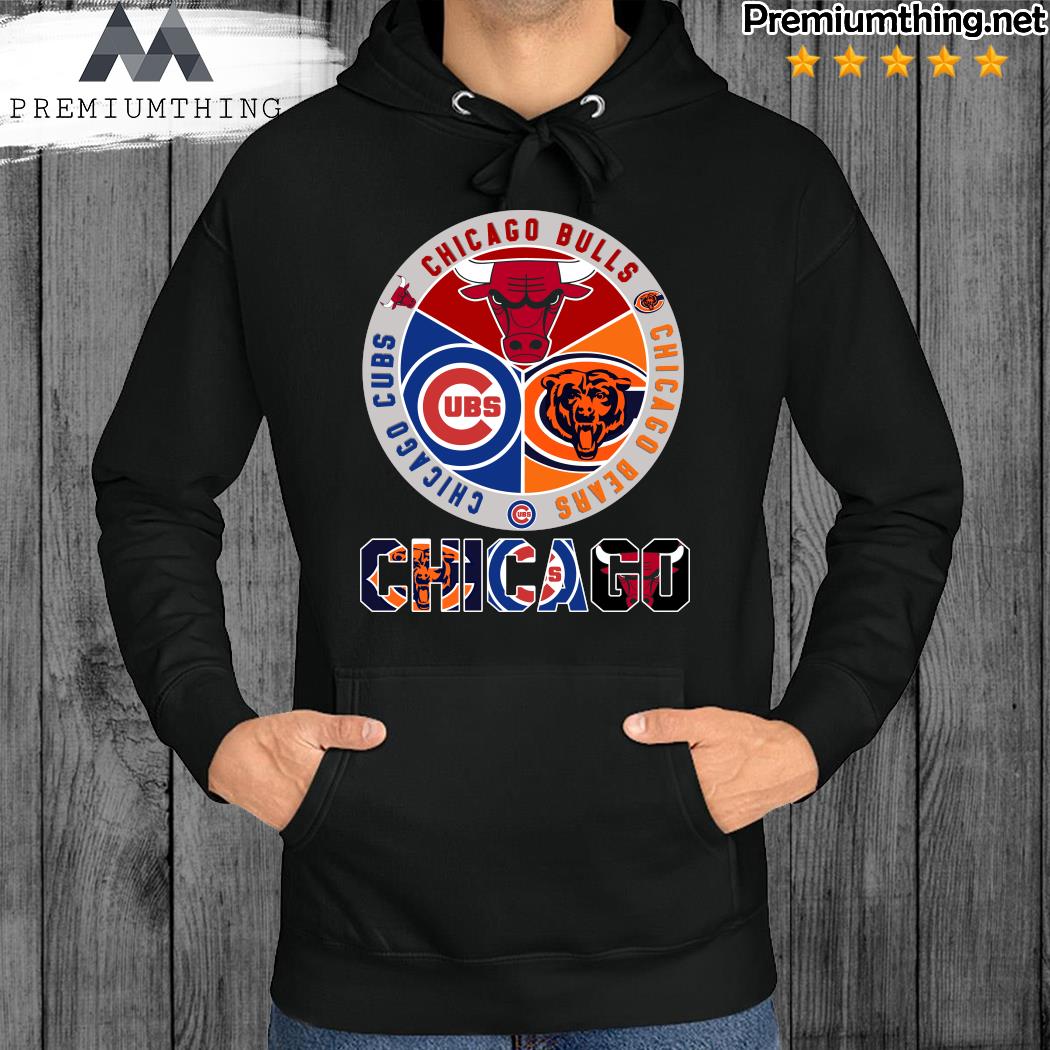 Chicago bulls chicago bears and Chicago Cubs logo teams logo 2023 t-s hoodie
