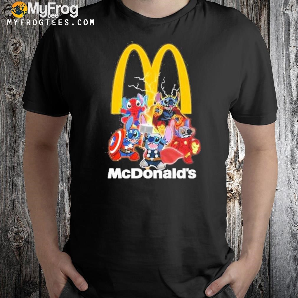 Baby stitch avengers mcdonald's logo 2023 t-shirt