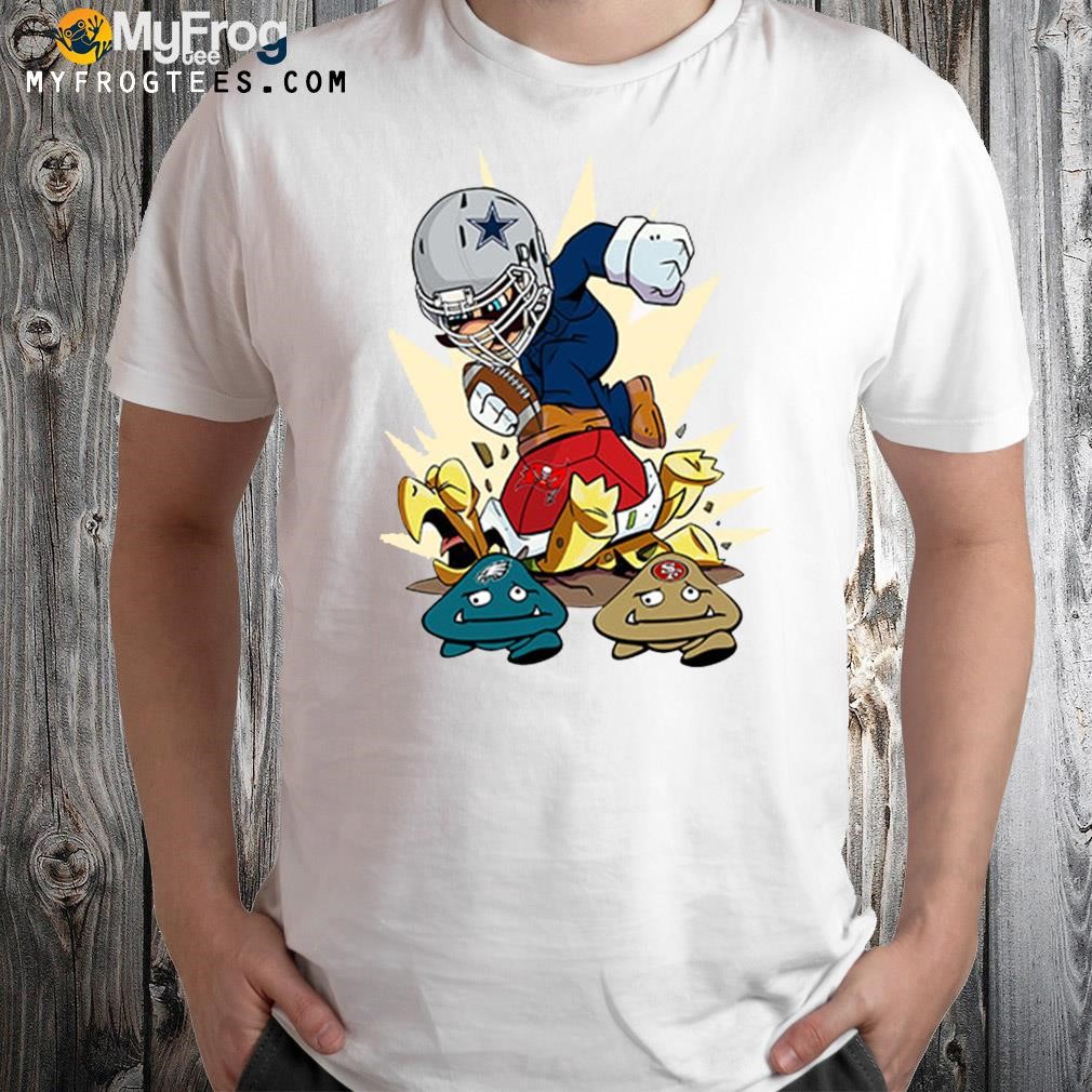 Mario player Dallas cowboy hug rugby tampa bay buccaneers and philadelphia eagles and francisco 49ers shirt