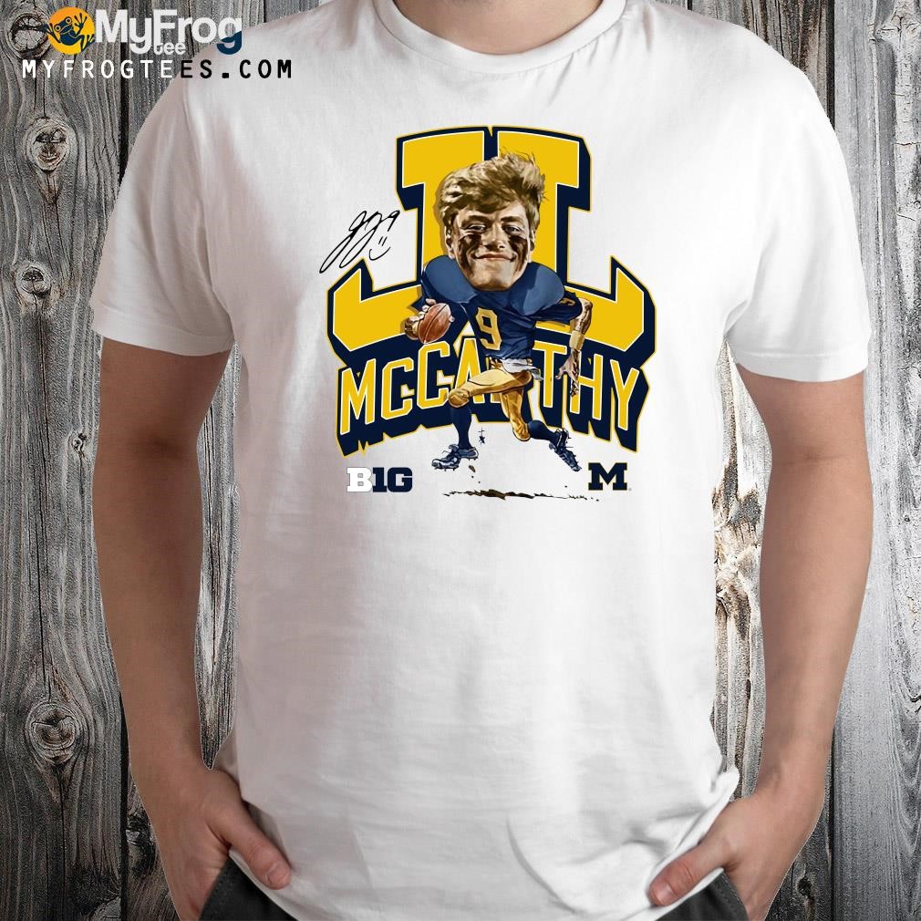 Design Official university of Michigan Football jj mccarthy white caricature valiant shirt