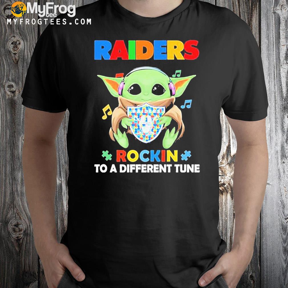 Autism Las Vegas Raiders Baby Yoda Rockin To A Different Tune Shirt