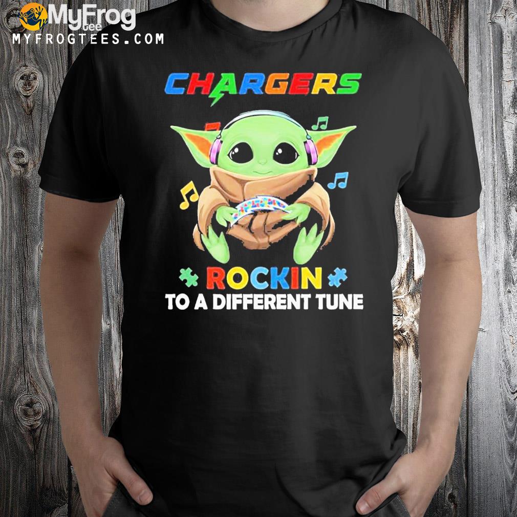Autism Los Angeles Chargers Baby Yoda Rockin To A Different Tune Shirt