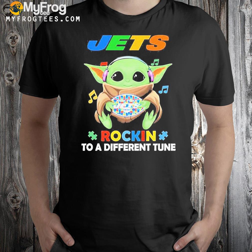 Autism New York Jets Baby Yoda Rockin To A Different Tune Shirt