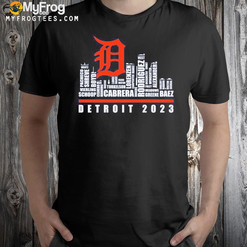 Detroit tigers 2023 season team players names in city shirt