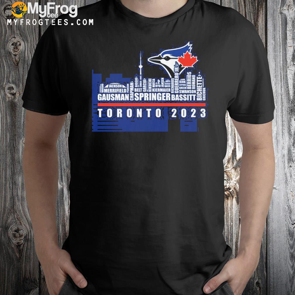 Toronto blue jays 2023 season team players names in city shirt