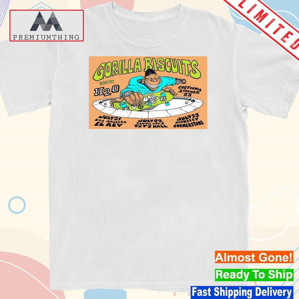 Design gorilla biscuits with h2o summer tour 2023 poster shirt