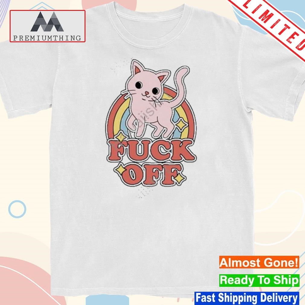Design jure fuck off rude offensive cat kitten rainbow shirt