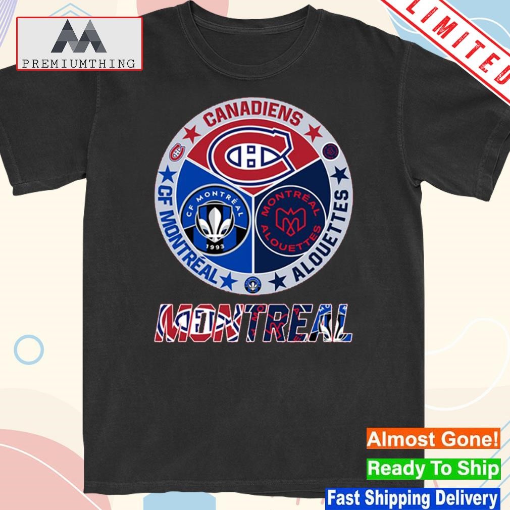 Design montreal circle logo sport teams canadiens alouettes shirt