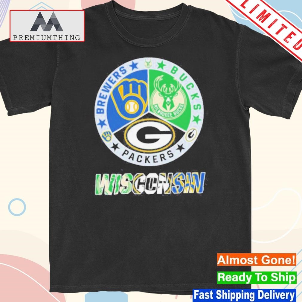 Design official Wisconsin Sports teams, Milwaukee Brewers, Milwaukee Bucks and Green Bay Packers shirt