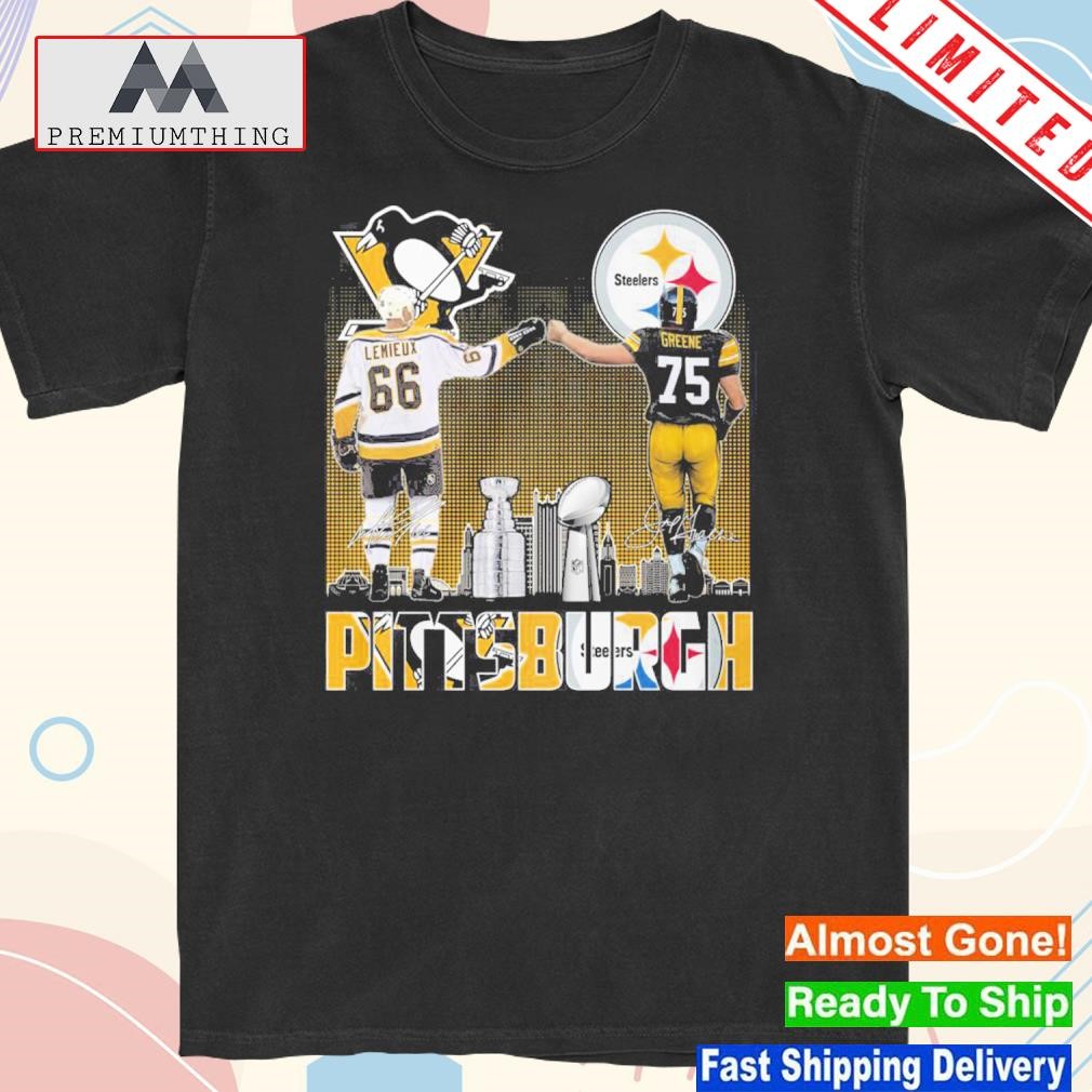 Design pittsburgh Steelers greene and penguins lemieux city champions shirt