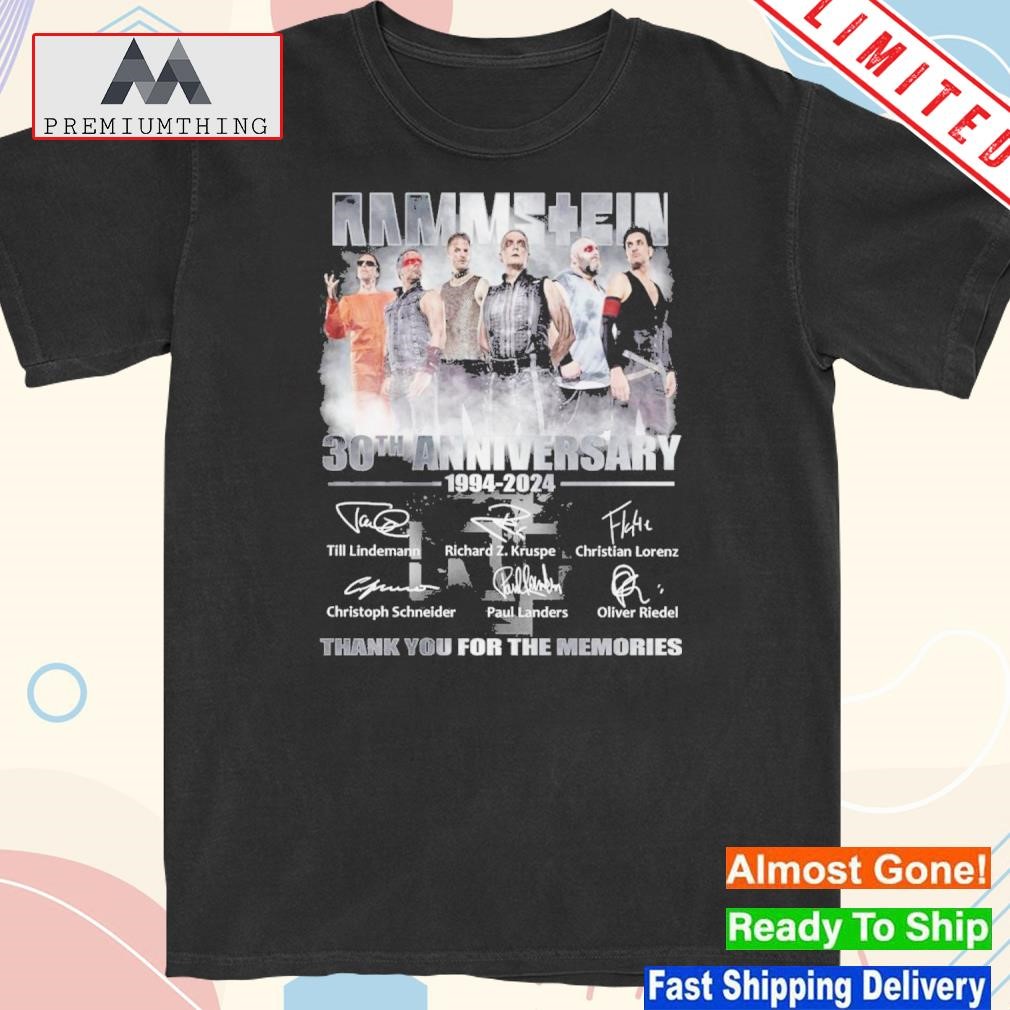 Design rammstein 30th anniversary 1994-2024 thank you for the memories shirt