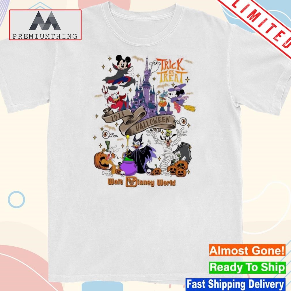 Design retro walt disney world mickey mouse and friends halloween mickey's not so scary party shirt