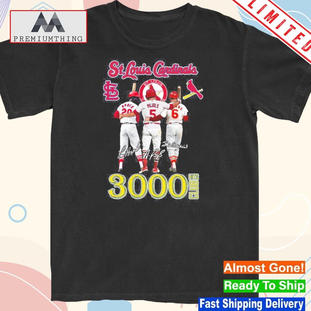 Design albert Pujols Lou Brock Stan Musial St Louis Cardinals 3000 Hits Club Signatures Shirt