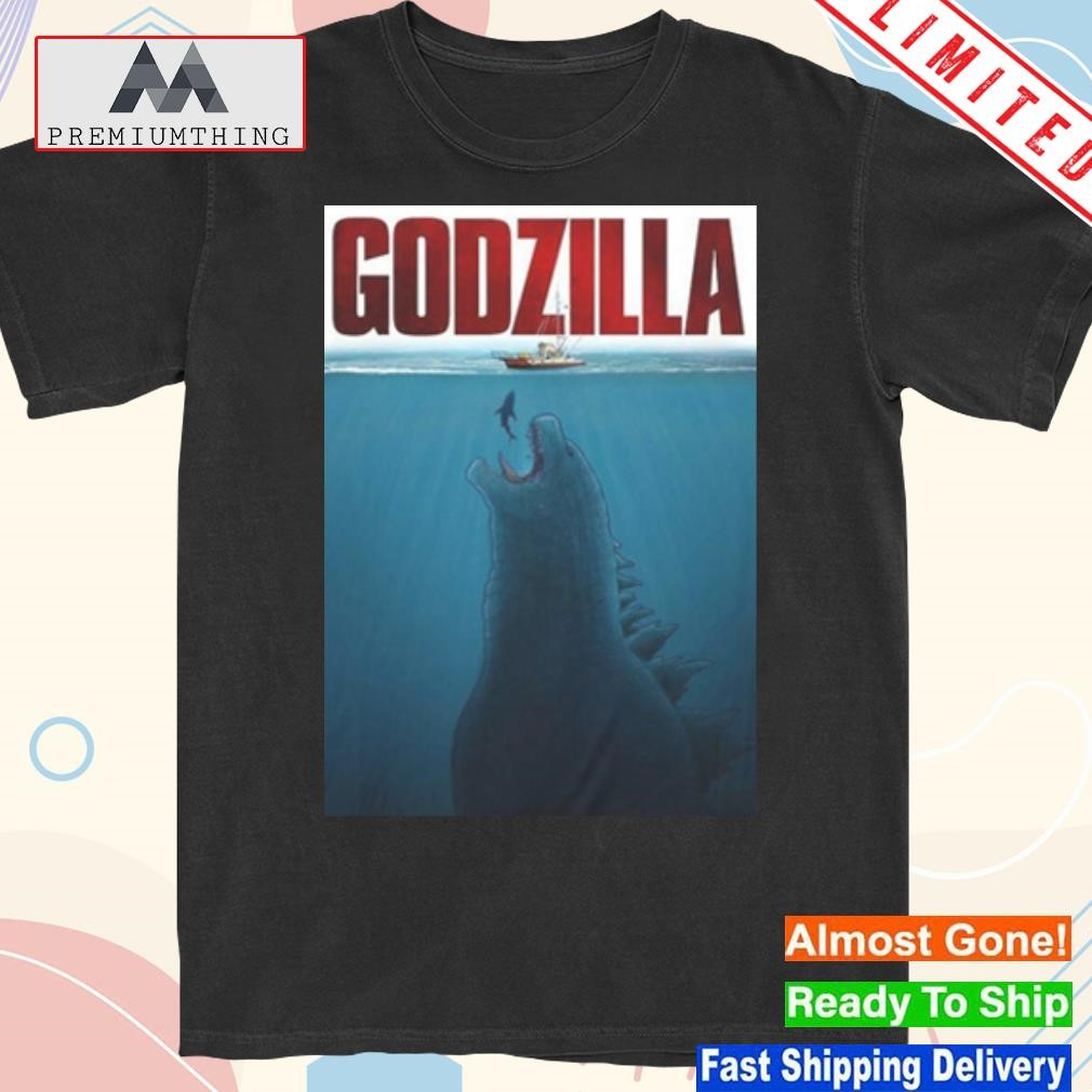 Design godzilla Jaws Parody T-Shirt