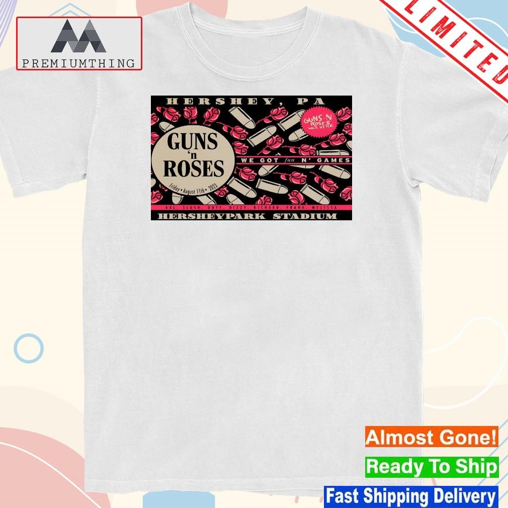 Design guns n' roses tour hersheypark stadium hershey pa aug 11 2023 poster shirt