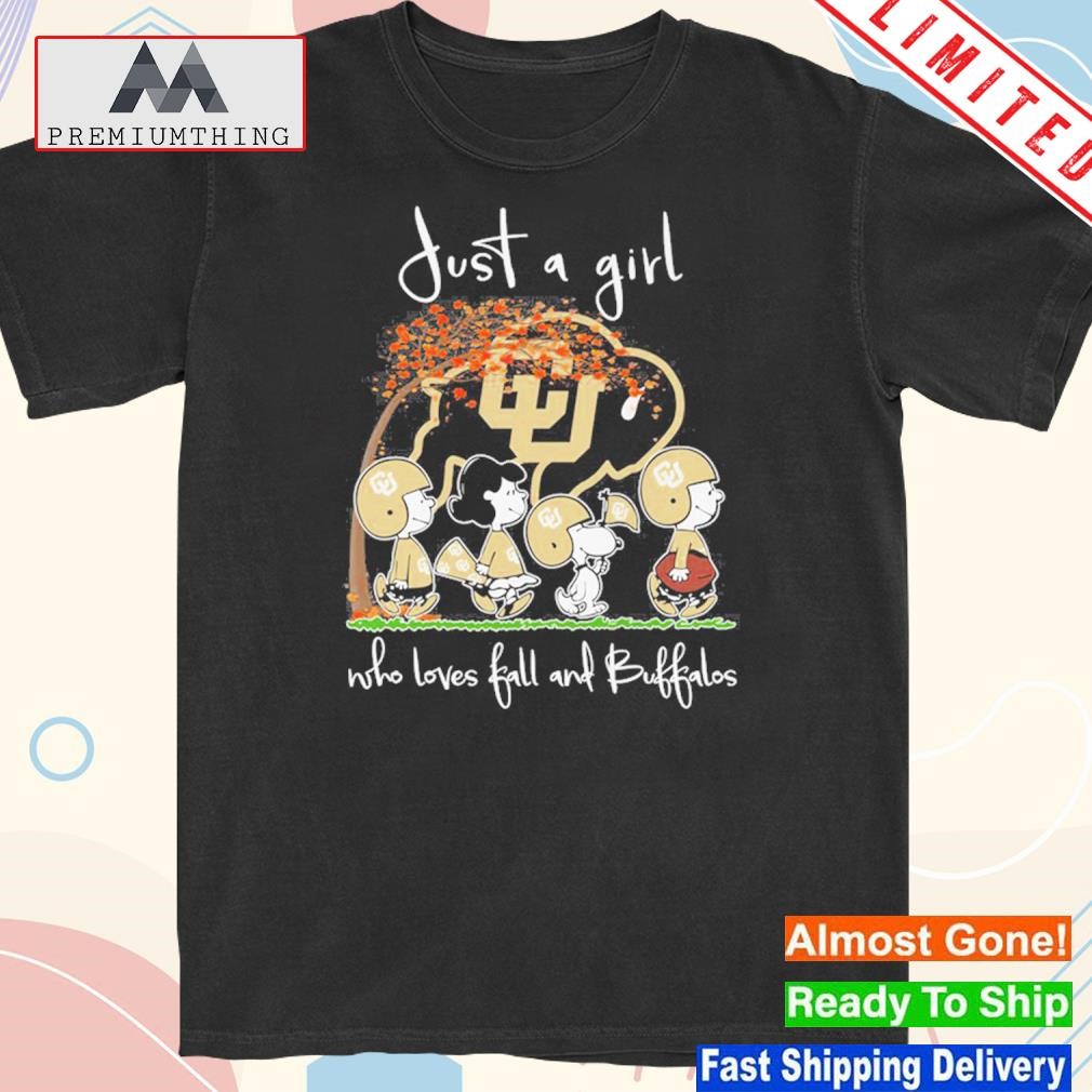 Design just a girl who love fall and Colorado buffaloes Peanuts Snoopy shirt