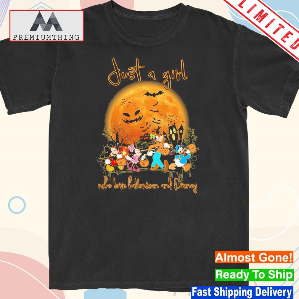 Design just a girl who love halloween and disney shirt
