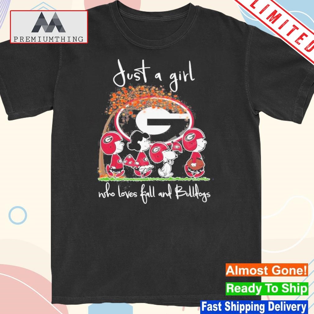Design peanuts Just A Girl Who Loves Fall And Bulldogs Shirt