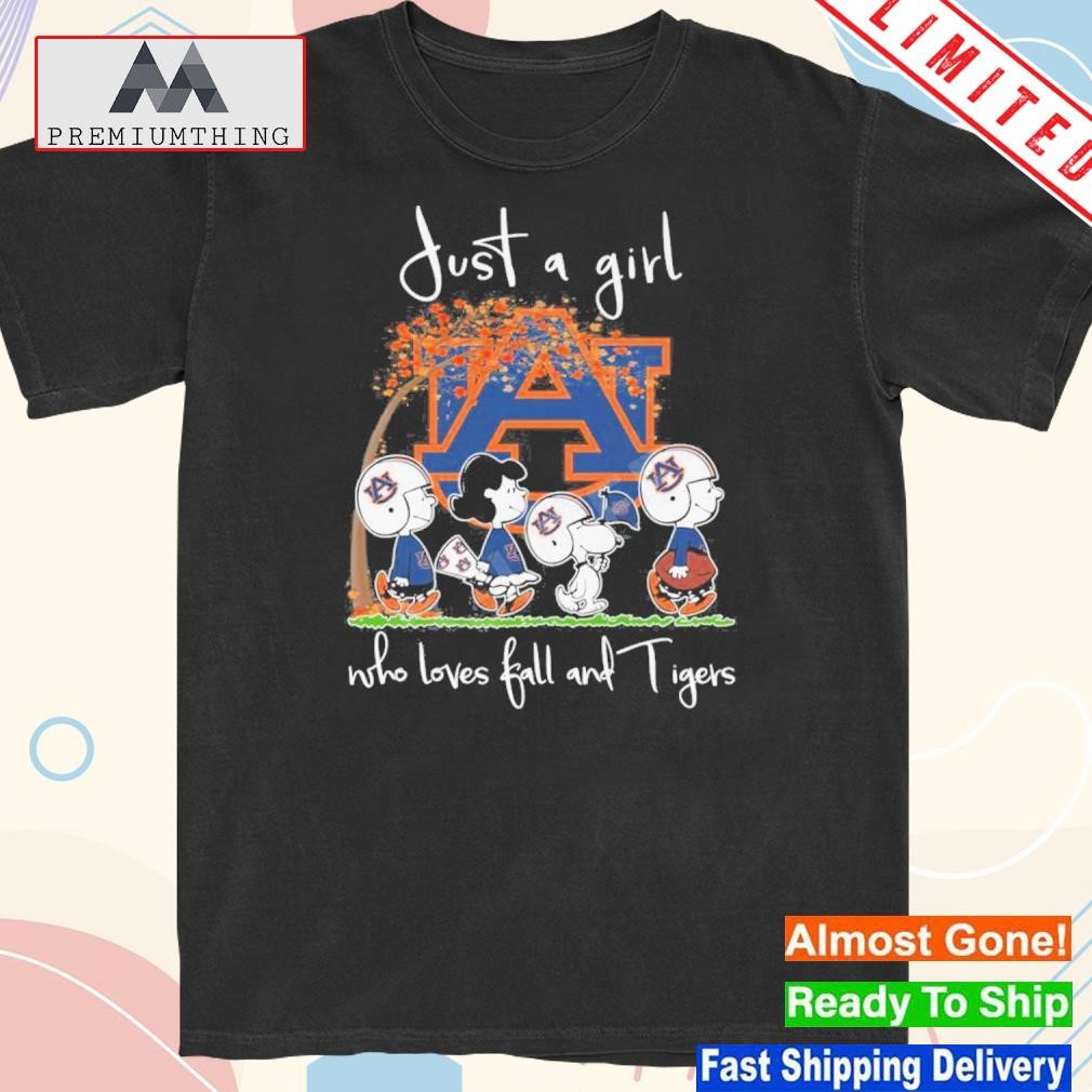Design peanuts Just A Girl Who Loves Fall And Tigers Shirt