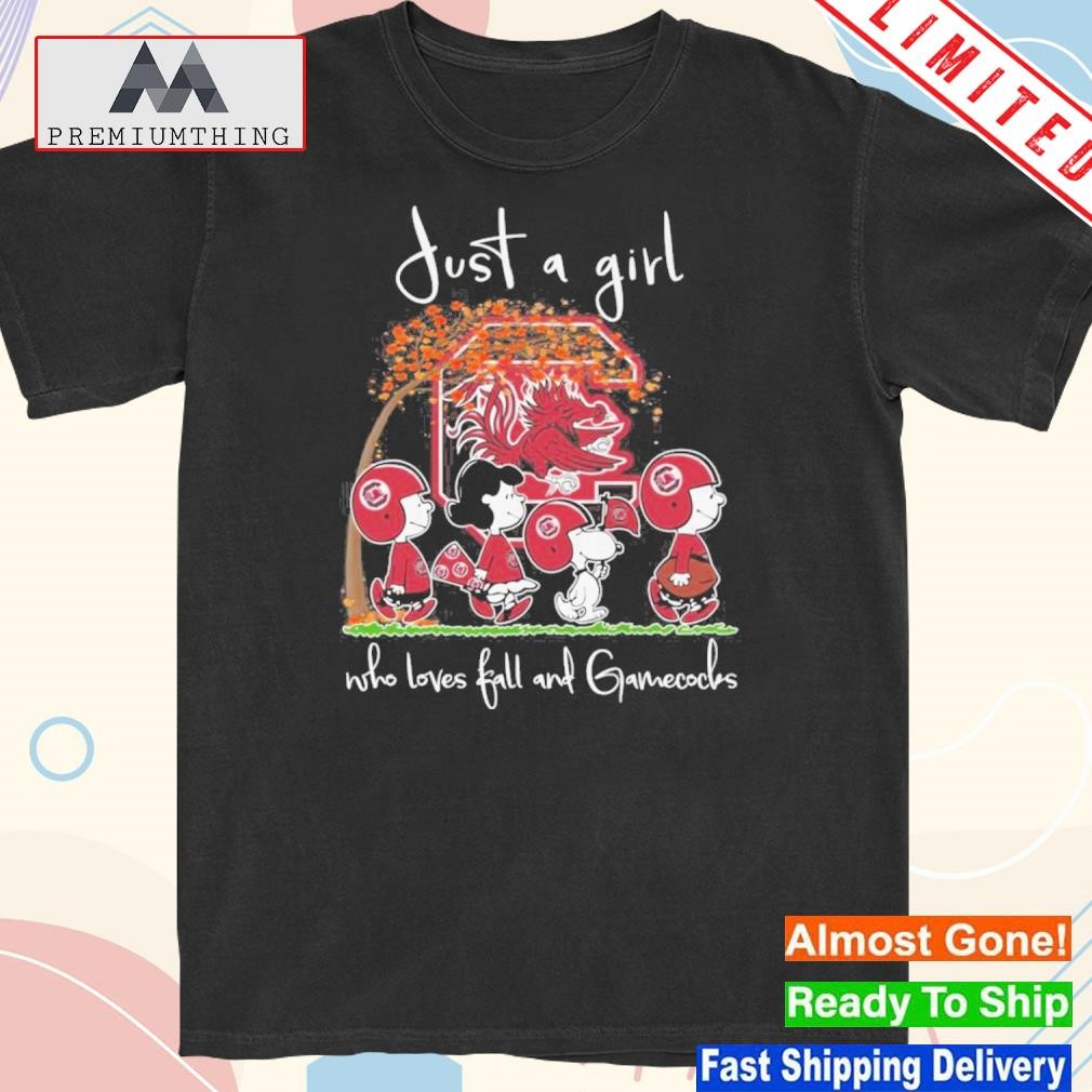 Design the Peanuts Just A Girl Who Loves Fall And Gamecocks Shirt