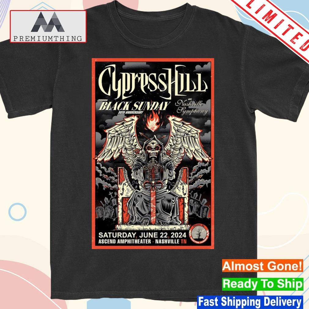 Official cypress hill black sunday 30th anniversary june 22 2024 ascend amphitheater nashville tn poster shirt