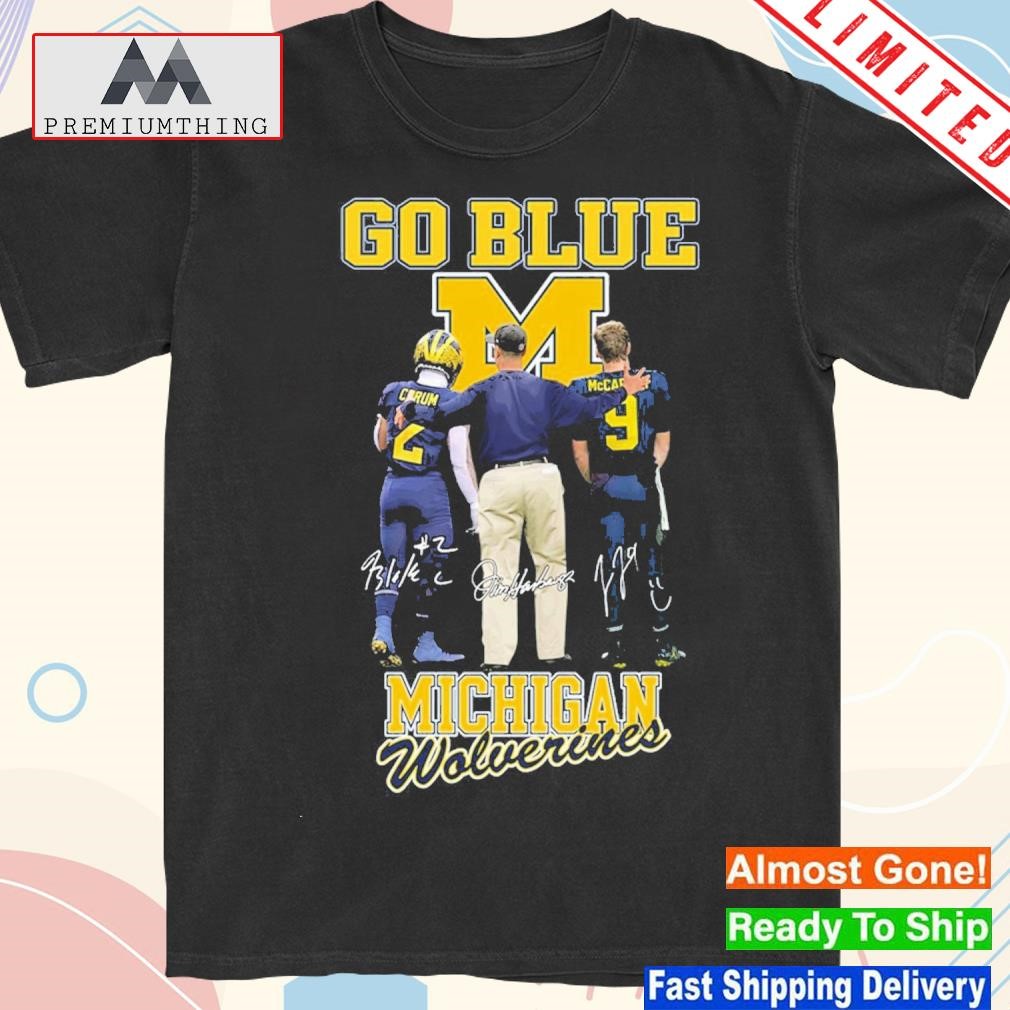 Official go Blue Michigan Wolverines Signature T-Shirt