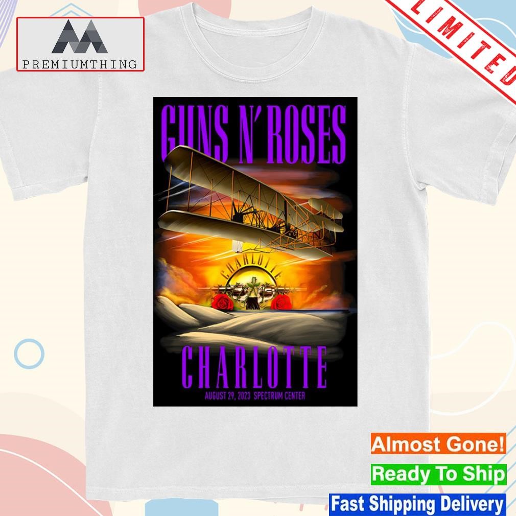 Official guns n' roses august 29th 2023 charlotte nc show poster shirt