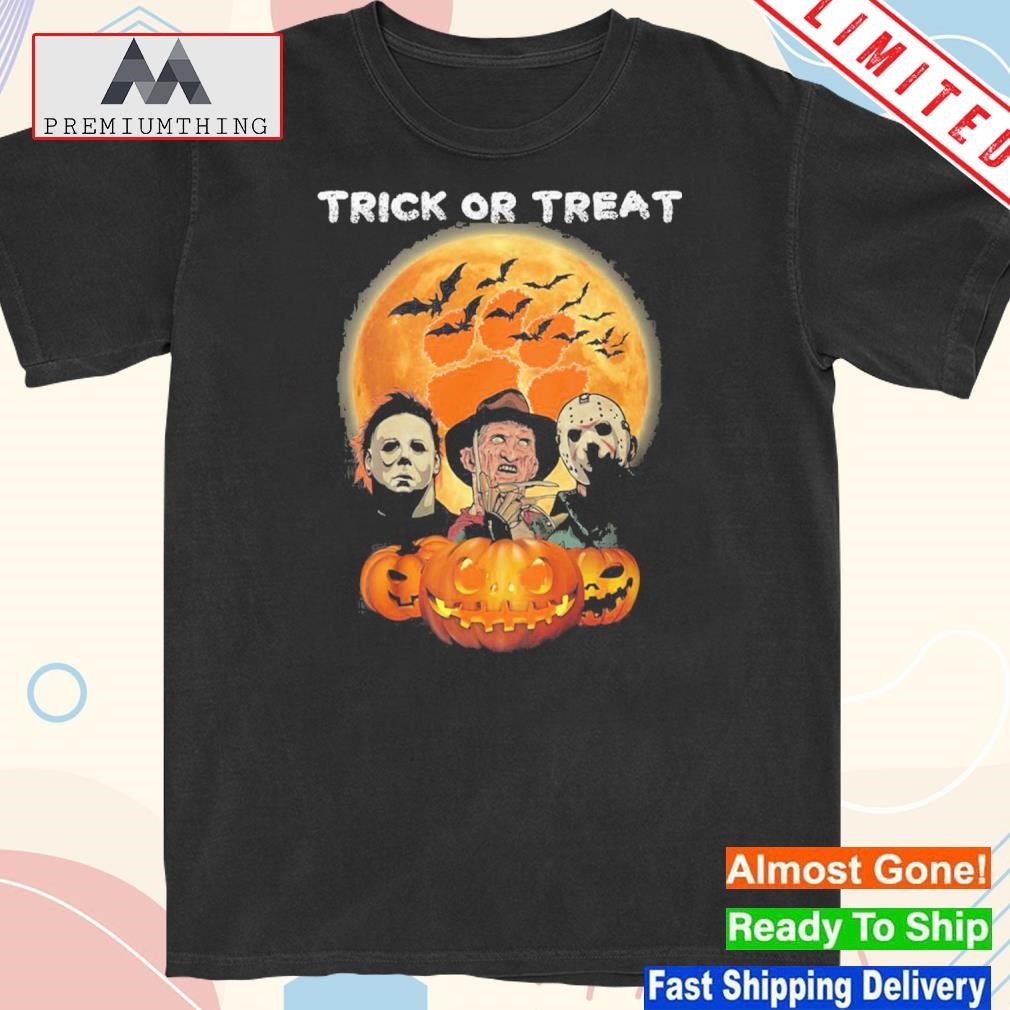 Official horror movies mix clemson tigers trick or treat halloween pumpkin shirt