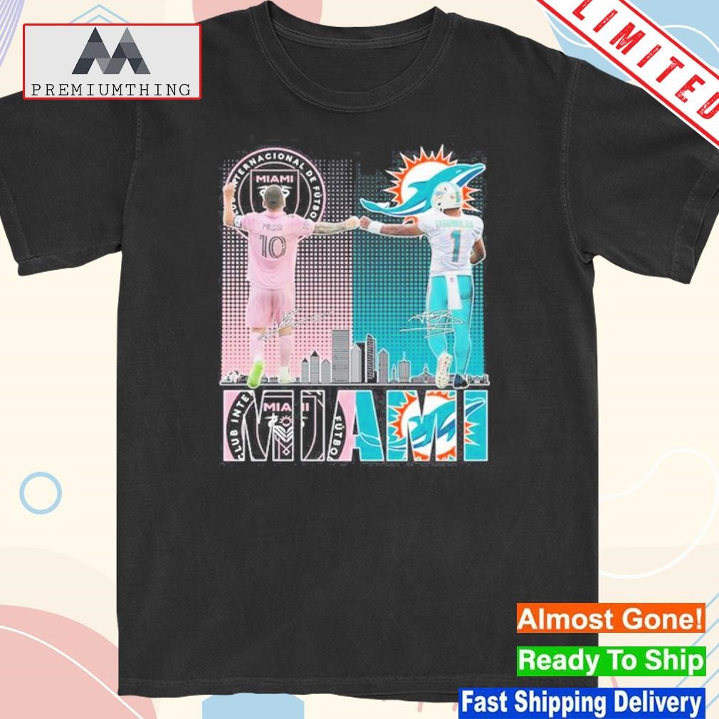 Official inter Miami Messi And Miami Dolphins Tagovailoa T-Shirt